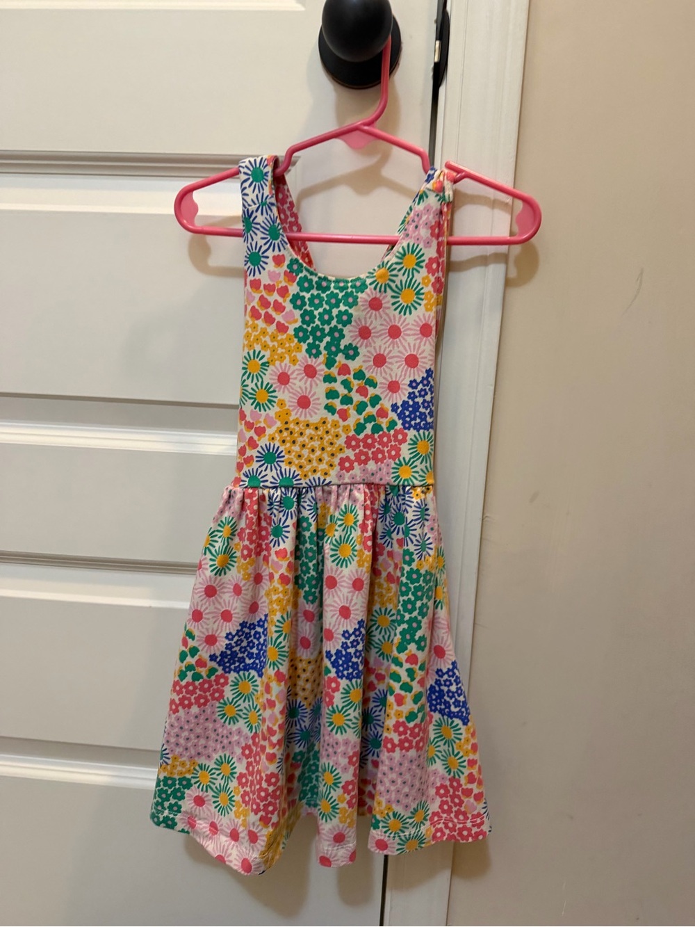 Hanna Andersson Floral Patchwork Crossback Tank Dress Size 4 / 100